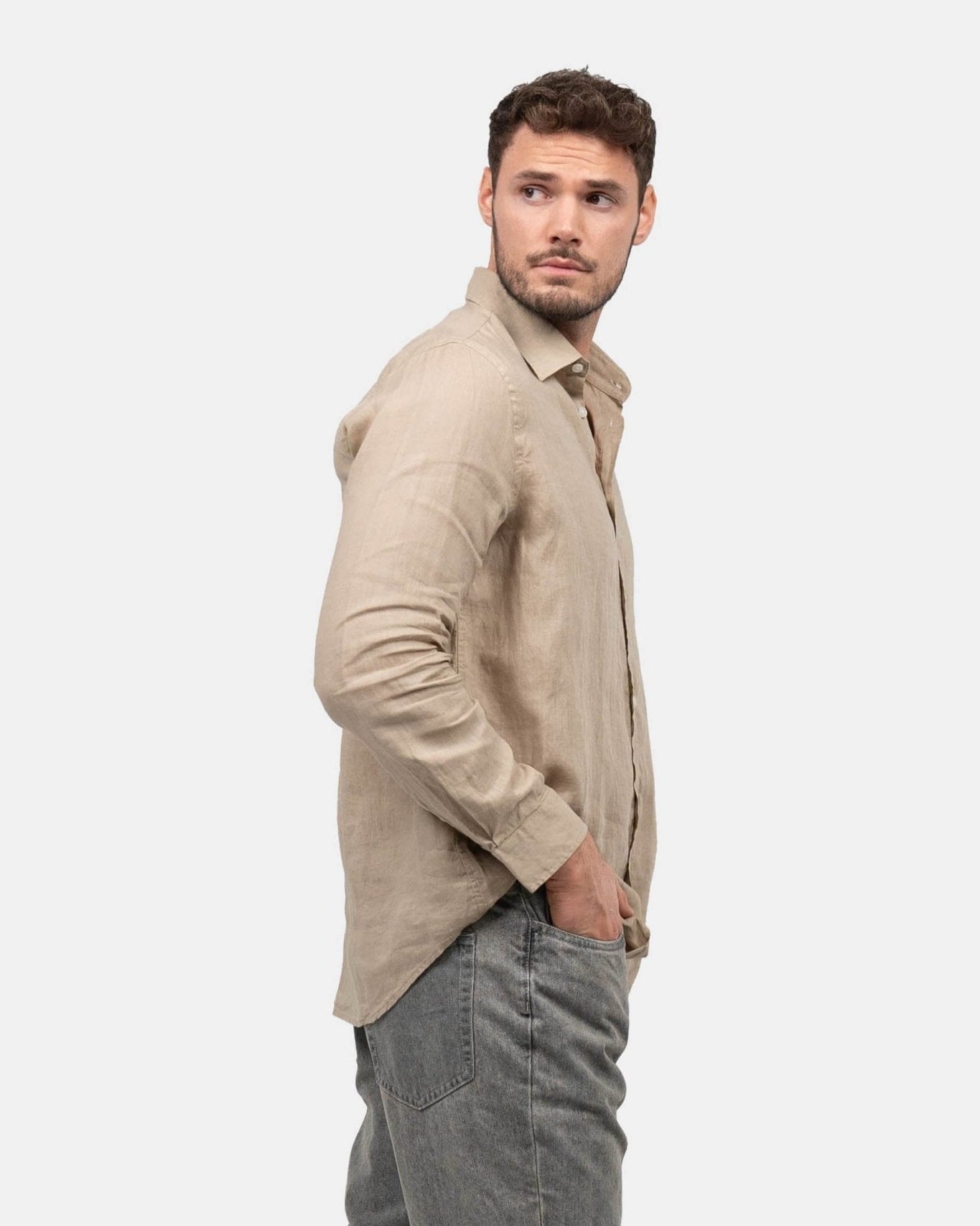 Langærmet Hørskjorte Mokka | Skagen - clothing.dk